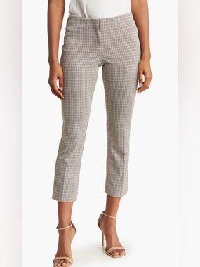 Amanda & Chelsea Houndstooth Ankle Pants Black White Tan Size 12